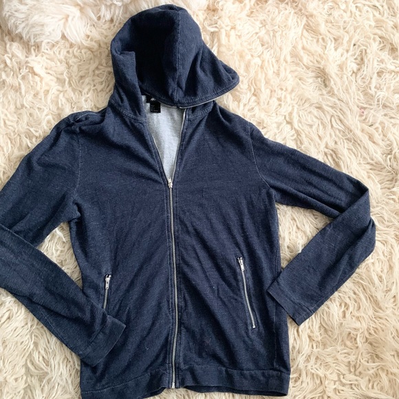 H&M | Zipper Hoodie Jacket Blue Small Silver Hardware - Picture 5 of 13